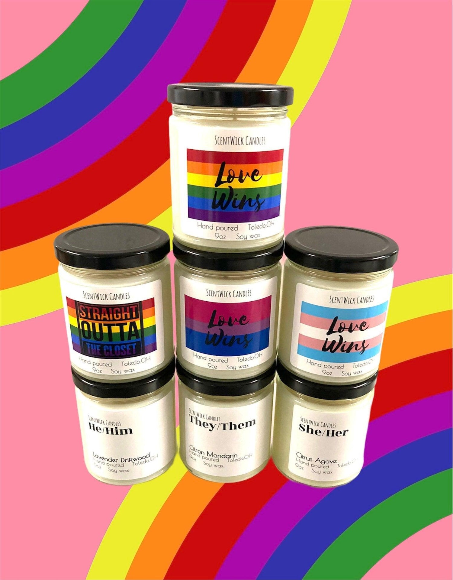 They/Them Pronouns Pride Candle - ScentWick Candles