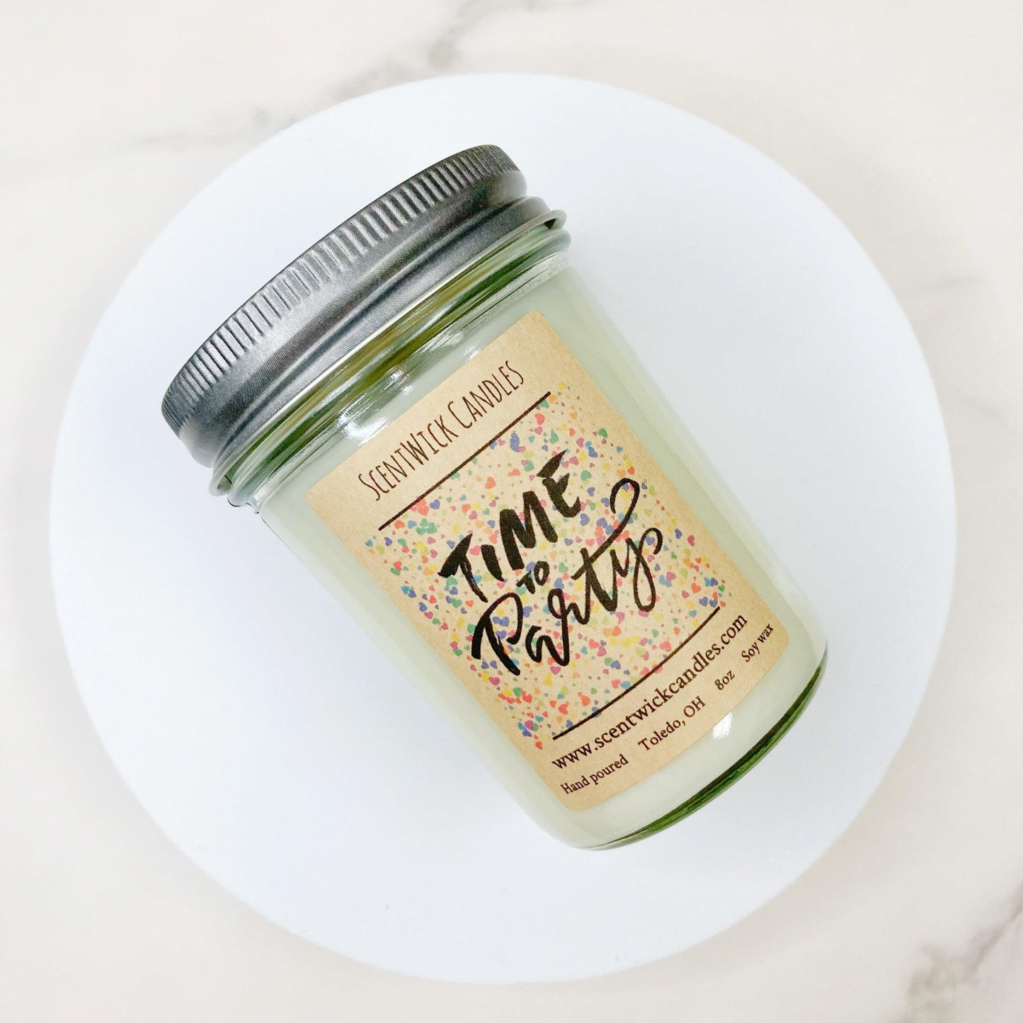 time to party birthday cake soy candle