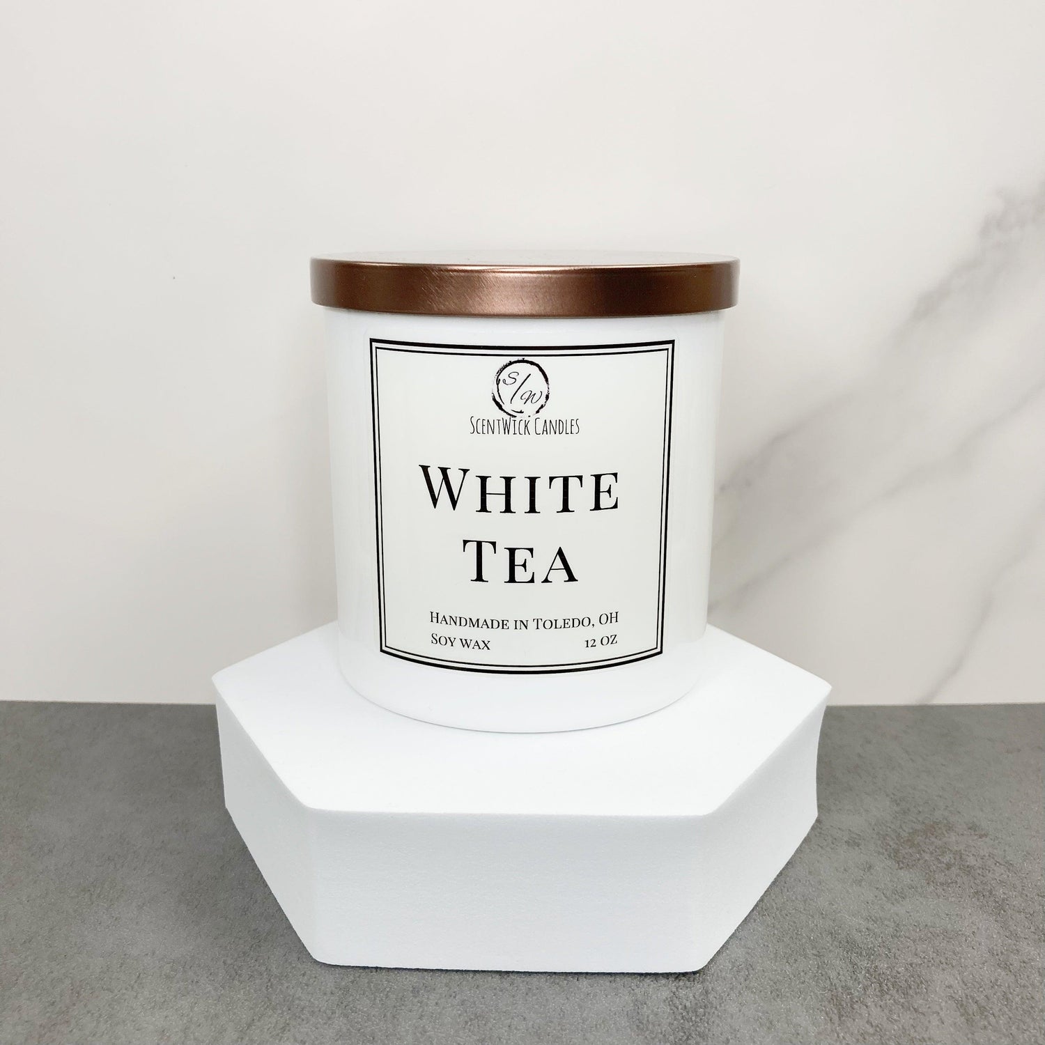 The Copper & Gold Collection - White Tea Candle - ScentWick Candles