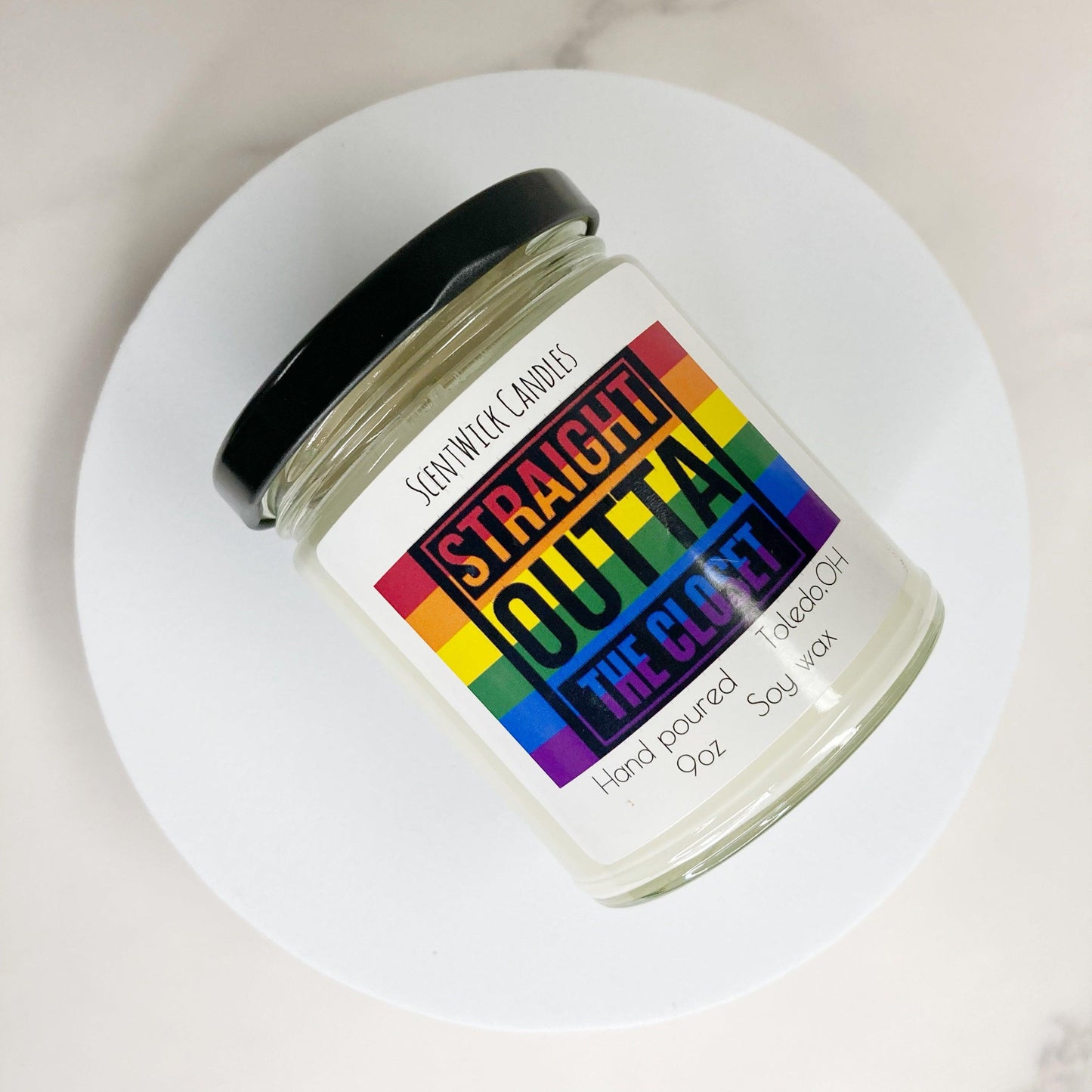 LGBT Gay Pride Candle Straight outta the closet - ScentWick Candles