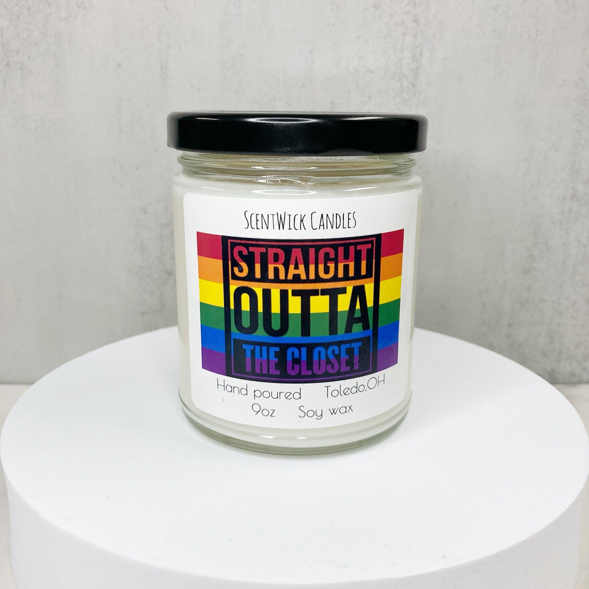 LGBT Gay Pride Candle Straight outta the closet - ScentWick Candles