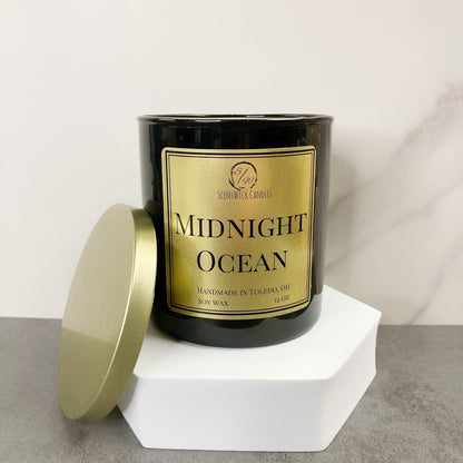 The Copper & Gold Collection - Midnight Ocean Candle - ScentWick Candles
