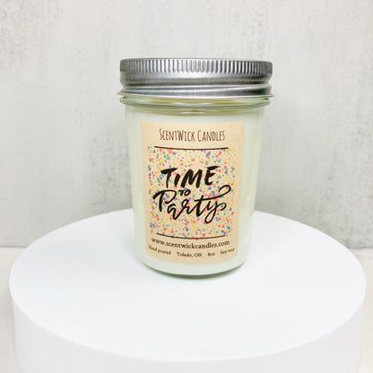 time to party birthday cake scented soy candle from toledo ohio