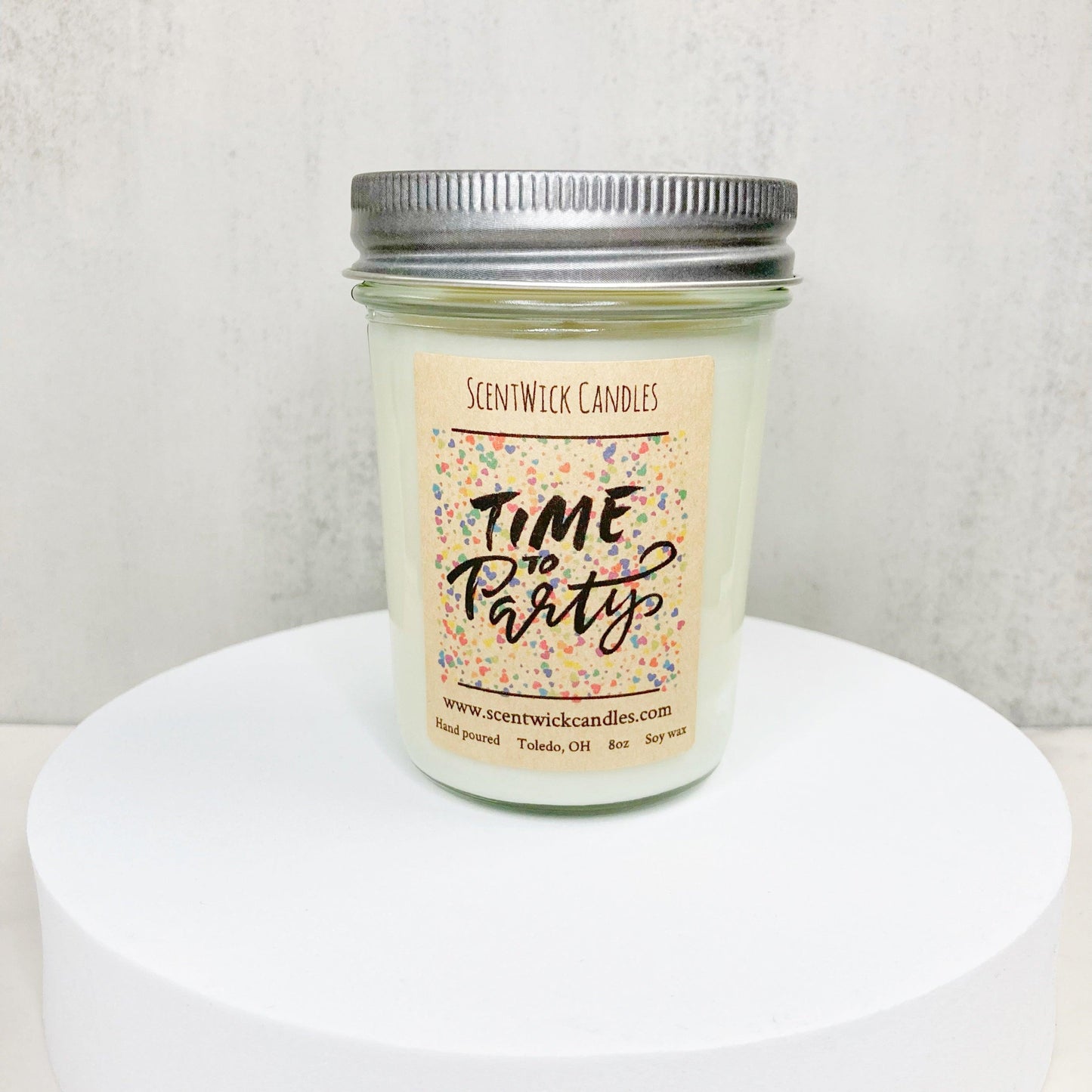 time to party birthday cake scented soy candle from toledo ohio